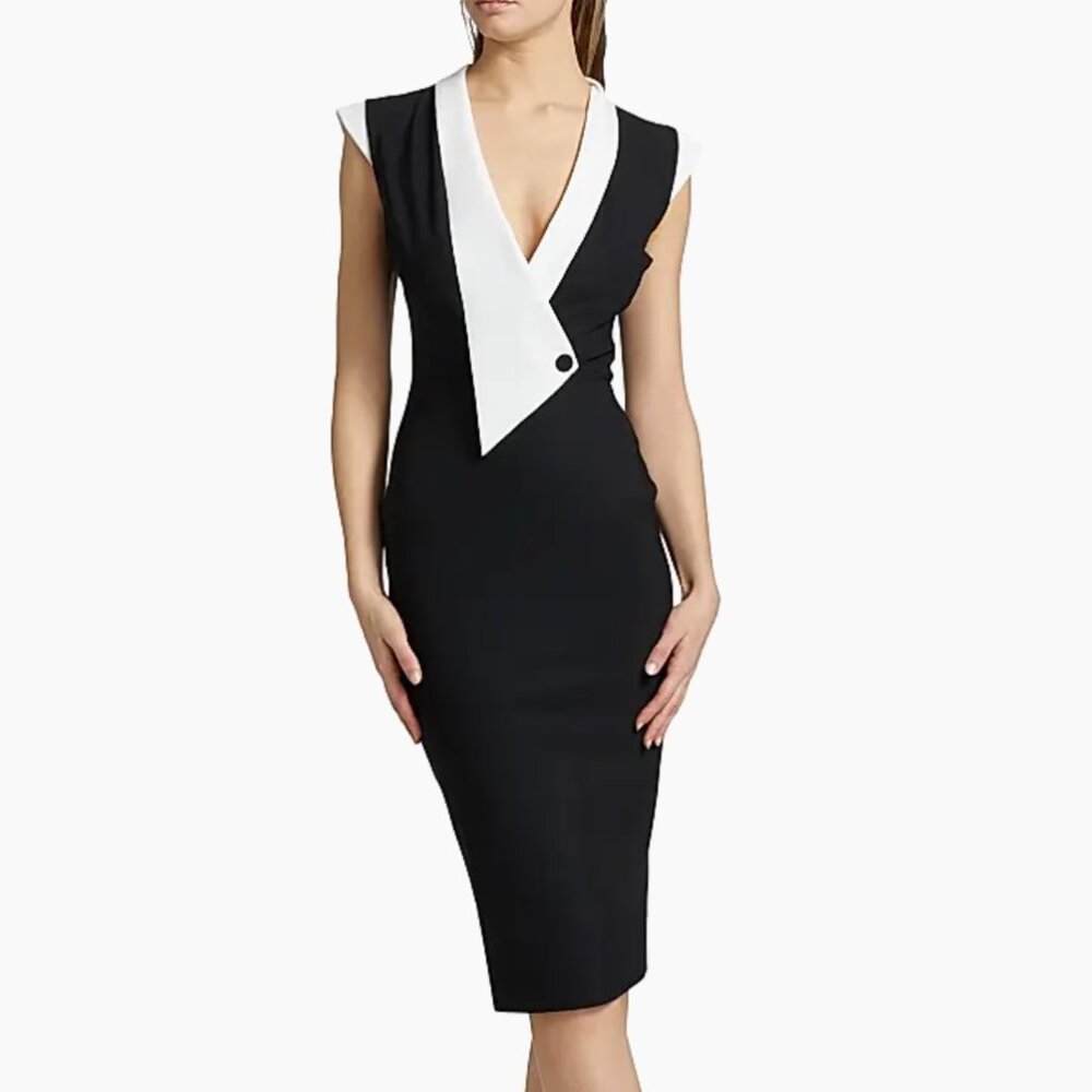 Chiara Boni La Petite Robe Sorai Plunge Neck Cocktail Dress Size 4